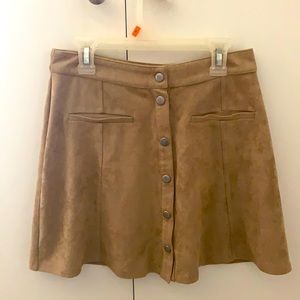 Full Tilt Camel Suede-Like Mini Skirt